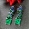 11.2ctw Asscher Cut Emerald Statement Earrings