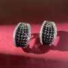 Paved White-Black Sapphire Hoop Earrings
