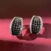 Paved White-Black Sapphire Hoop Earrings
