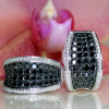 Paved White-Black Sapphire Hoop Earrings