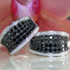 Paved White-Black Sapphire Hoop Earrings