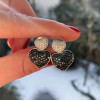 Paved White-Black Sapphire Heart Earrings