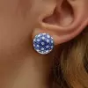 White and Blue Sapphire Stud Earrings
