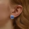 White and Blue Sapphire Stud Earrings
