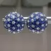 White and Blue Sapphire Stud Earrings