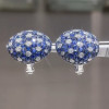 White and Blue Sapphire Stud Earrings