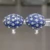 White and Blue Sapphire Stud Earrings