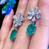 13ctw Oval Cut Paraiba Tourmaline Flower Earrings