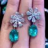 13ctw Oval Cut Paraiba Tourmaline Flower Earrings