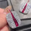 Square-shaped Paved Statement Earrings
