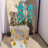 52ctw Pear Cut Paraiba Statement Chandelier Earrings