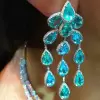 52ctw Pear Cut Paraiba Statement Chandelier Earrings