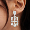 Pear Cut White Sapphire Chandelier Statement Earrings