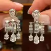 Pear Cut White Sapphire Chandelier Statement Earrings