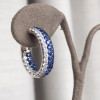 White and Blue Sapphire Paved Hoop Earrings