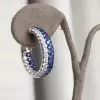 White and Blue Sapphire Paved Hoop Earrings