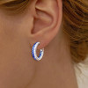 White and Blue Sapphire Paved Hoop Earrings