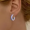 White and Blue Sapphire Paved Hoop Earrings