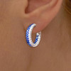 White and Blue Sapphire Paved Hoop Earrings