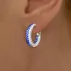 White and Blue Sapphire Paved Hoop Earrings