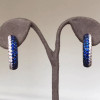 White and Blue Sapphire Paved Hoop Earrings