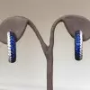 White and Blue Sapphire Paved Hoop Earrings