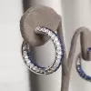 White and Blue Sapphire Paved Hoop Earrings