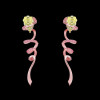 Pear Cut Light Pink Sapphire Fuchsia Ribbon Twirl Earrings