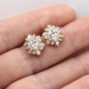Vintage Halo Hexagon-Shaped Stud Earrings