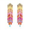 Multicolor Sapphire Fringe Statement Earrings