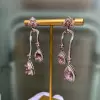 8ctw Pear Cut Rhodolite Sapphire Drop Earrings