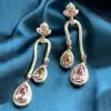 8ctw Pear Cut Rhodolite Sapphire Drop Earrings