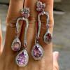 8ctw Pear Cut Rhodolite Sapphire Drop Earrings