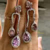 8ctw Pear Cut Rhodolite Sapphire Drop Earrings