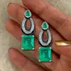 13ctw Radiant Cut Emerald Statement Earrings