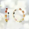 8ctw Inside Out Rainbow Sapphire Hoop Earrings