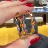 8ctw Inside Out Rainbow Sapphire Hoop Earrings