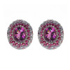 5ctw Oval Cut Fuchsia Sapphire Paved Stud Earrings