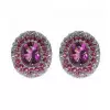 5ctw Oval Cut Fuchsia Sapphire Paved Stud Earrings