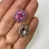 5ctw Oval Cut Fuchsia Sapphire Paved Stud Earrings