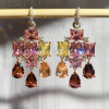18ctw Multicolor Sapphire Statement Chandelier Earrings