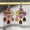 18ctw Multicolor Sapphire Statement Chandelier Earrings