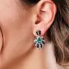 Art-Deco Pear Cut Emerald Enamel Drop Earrings