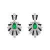 Art-Deco Pear Cut Emerald Enamel Drop Earrings