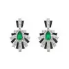 Art-Deco Pear Cut Emerald Enamel Drop Earrings