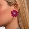 17ctw Ruby Flower Statement Stud Earrings