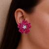 17ctw Ruby Flower Statement Stud Earrings