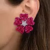 17ctw Ruby Flower Statement Stud Earrings