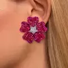 17ctw Ruby Flower Statement Stud Earrings