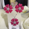 17ctw Ruby Flower Statement Stud Earrings